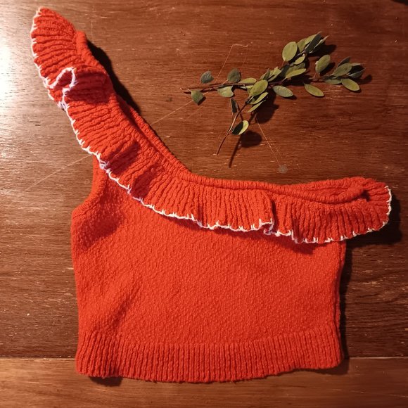 Urban Outfitters Tops - Urban Outfitters Size XS Red One-Shoulder Knit Top